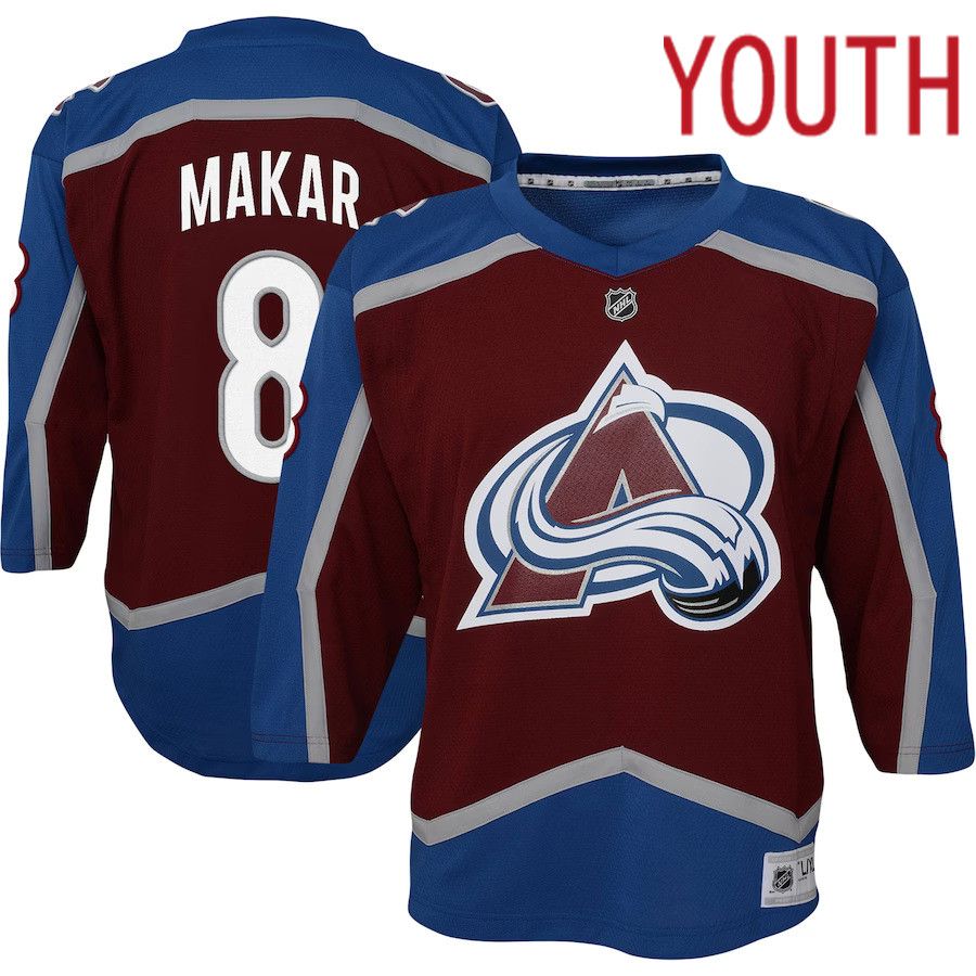 Youth Colorado Avalanche #8 Cale Makar Burgundy Home Replica Player NHL Jersey-0